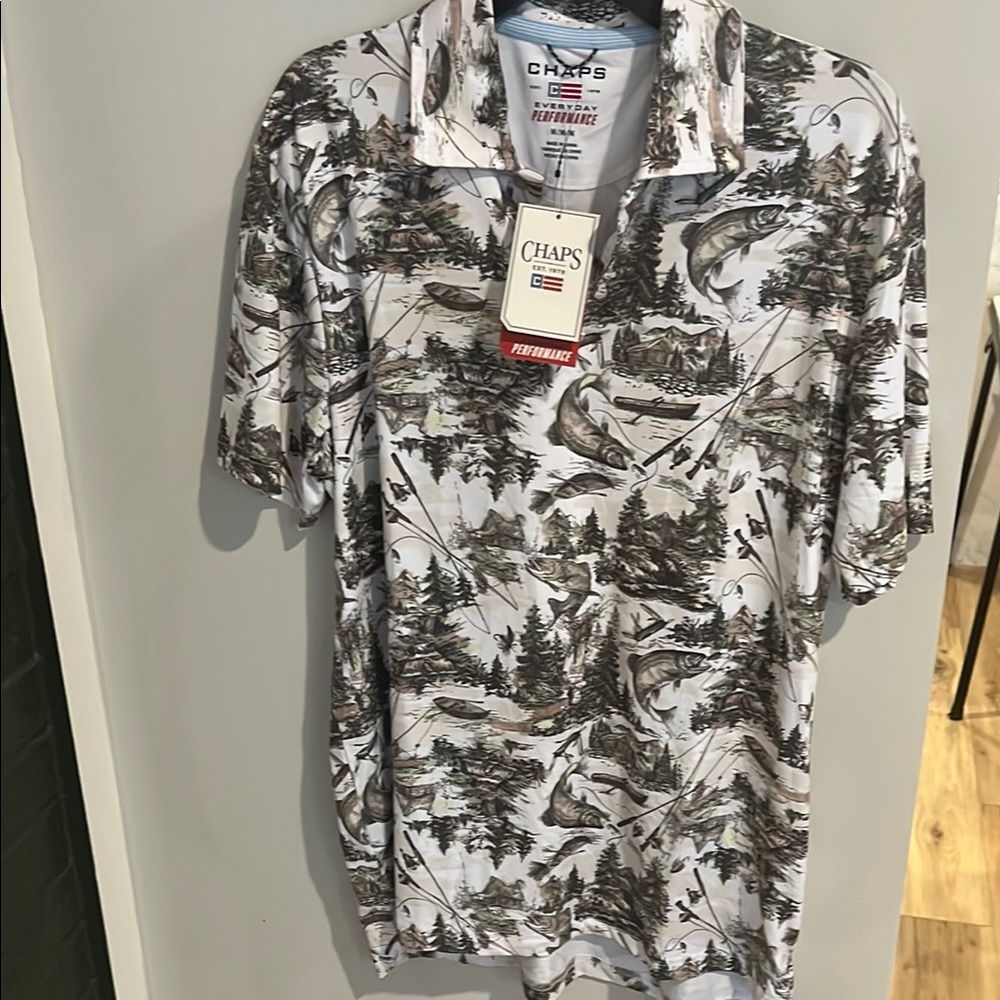 Chaps Men's White Printed Performance Polo Shirt